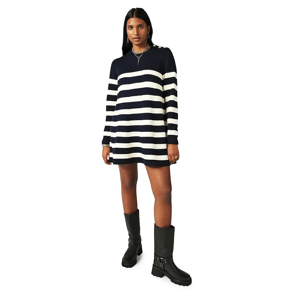 Marantonia Striped Mini Sweater Dress