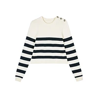 Milo Cropped Breton Stripe Wool-Cotton Sweater