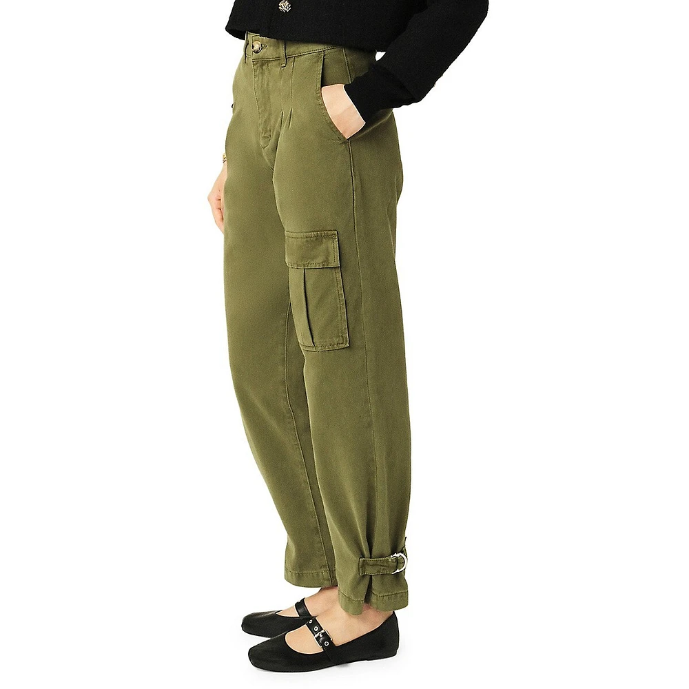 Maroon Pleated Cargo Pants