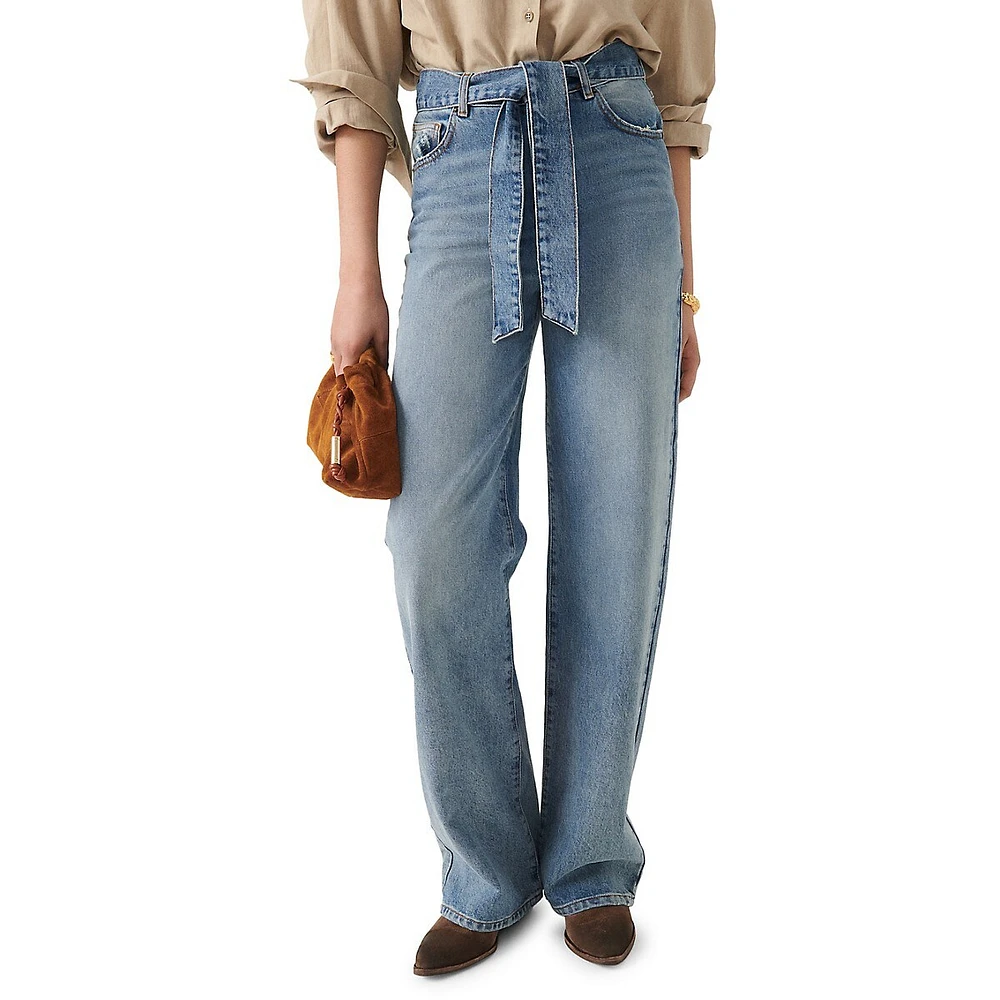 Eugene High-Tie-Waist Flared Jeans