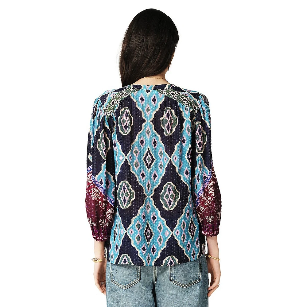 Mad Geometric-Print Flowy Blouse