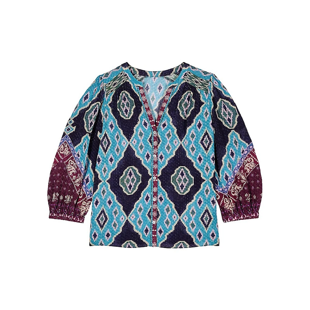 Mad Geometric-Print Flowy Blouse