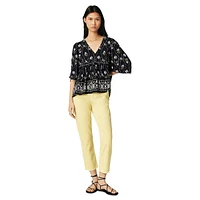 Narry Printed V-Neck Loose-Fit Blouse