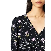 Narry Printed V-Neck Loose-Fit Blouse