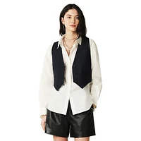 Passy Pinstriped Cropped Suit Vest