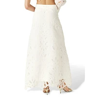 Vadja Eyelet Lace Overlay Long Skirt