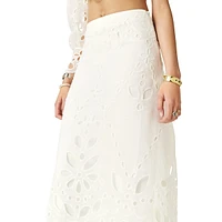 Vadja Eyelet Lace Overlay Long Skirt