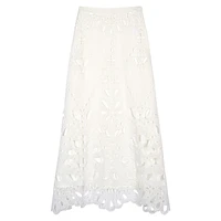 Vadja Eyelet Lace Overlay Long Skirt