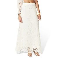 Vadja Eyelet Lace Overlay Long Skirt