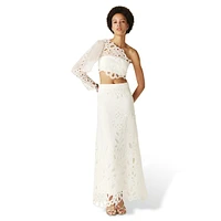 Vesper One-Shoulder Eyelet Lace Cropped Top