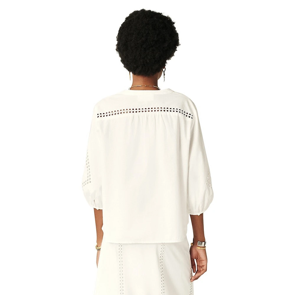 Lirkin Embroidered Voile Short-Sleeve Shirt