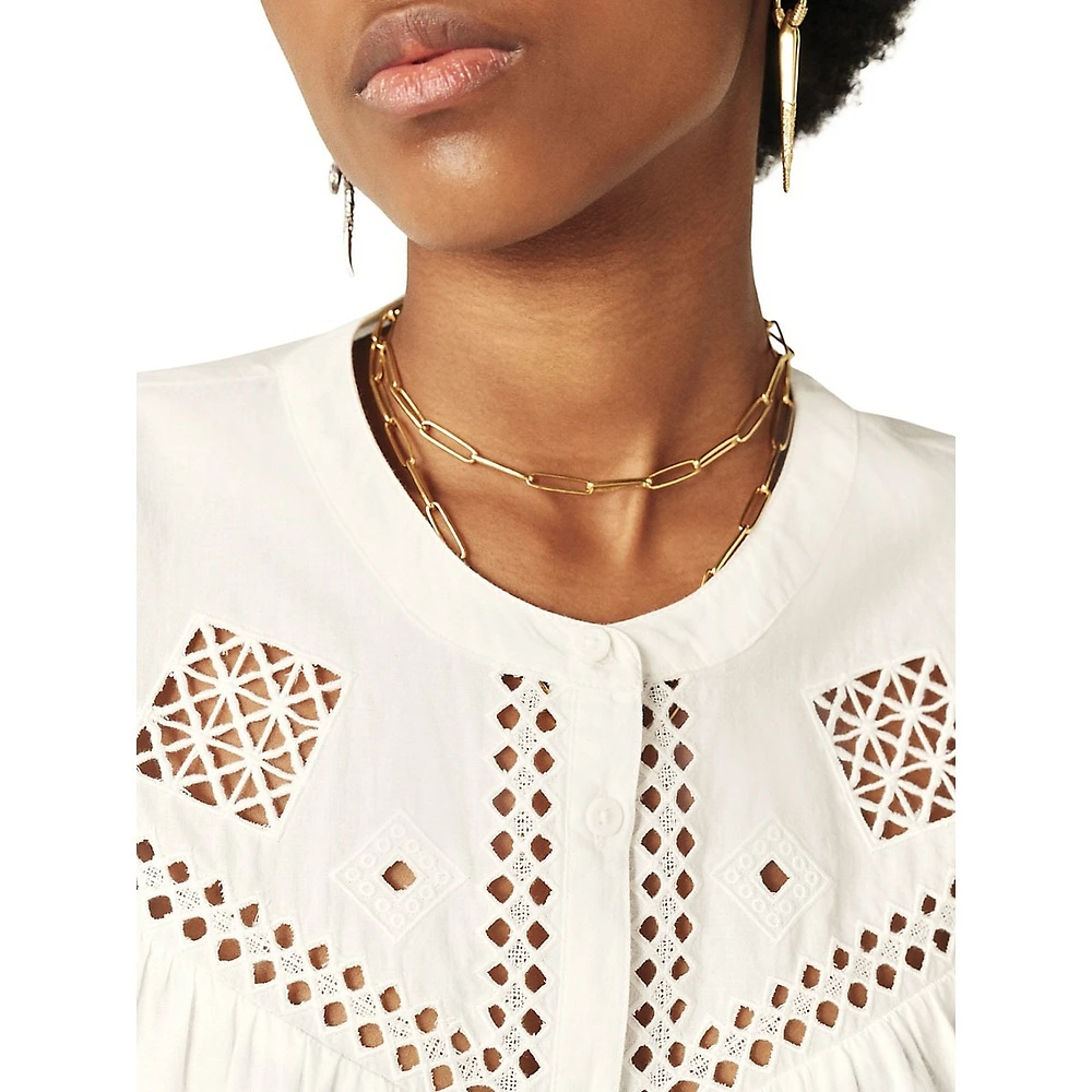 Lirkin Embroidered Voile Short-Sleeve Shirt