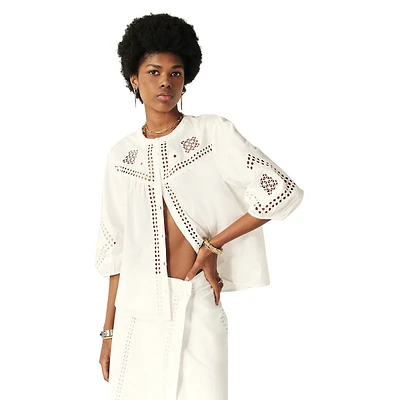 Lirkin Embroidered Voile Short-Sleeve Shirt