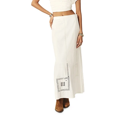 Lermaid Embroidered Wrap Maxi Skirt