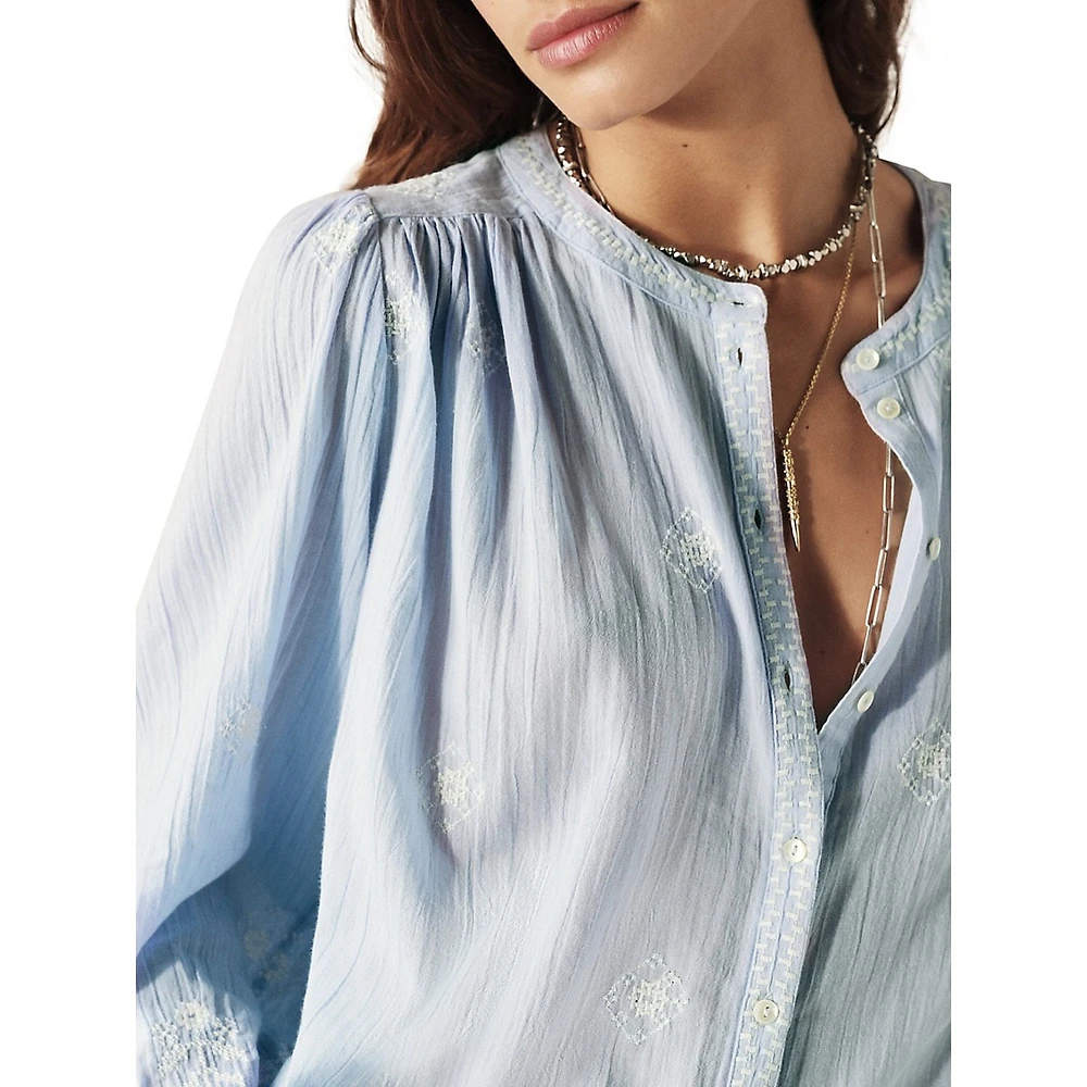 Duha Embroidered Puff-Sleeve Shirt