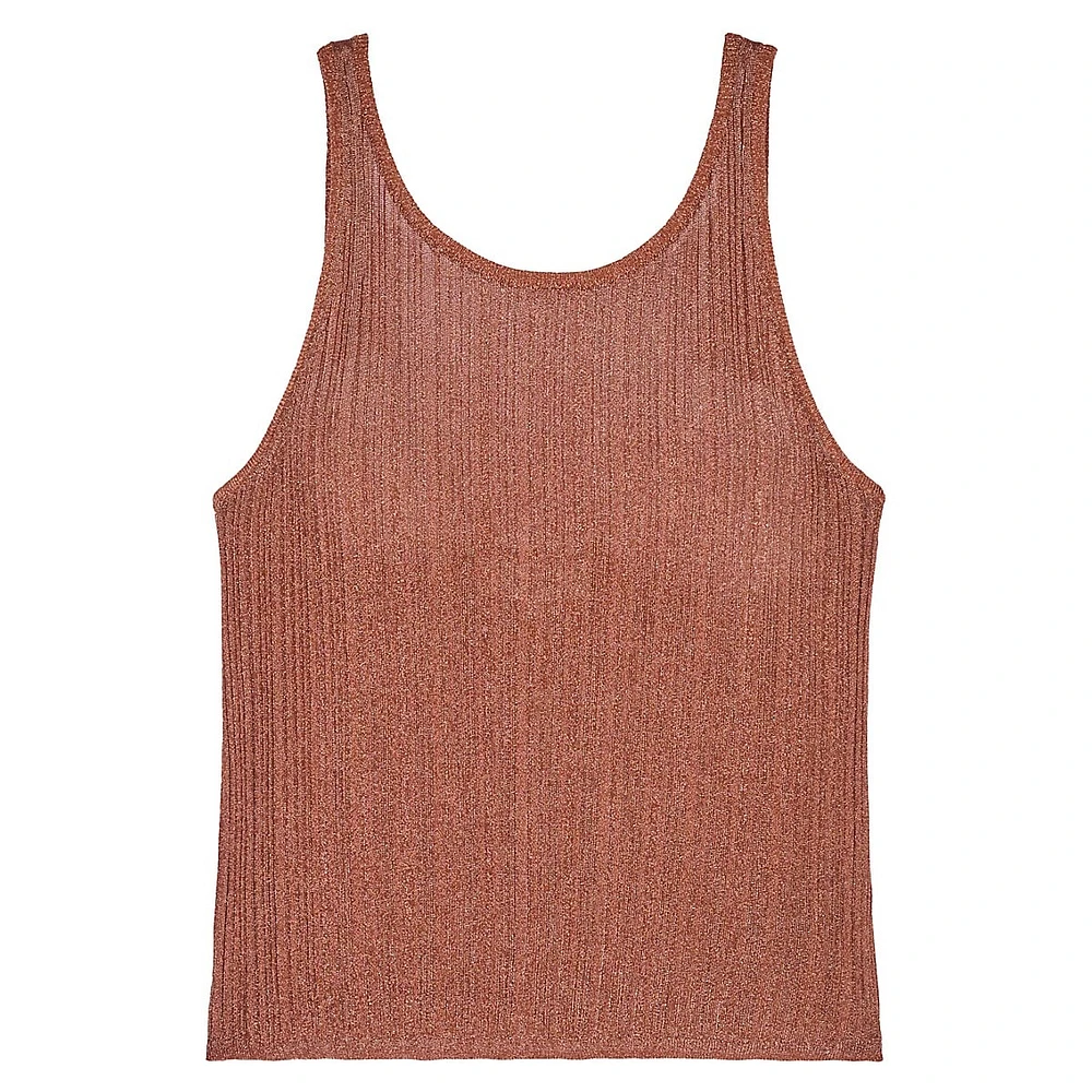 Zak Shimmering Ribbed-Knit Tank Sweater