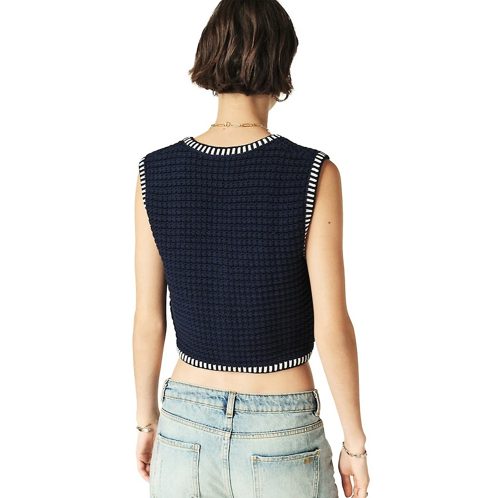 Gustave Contrast-Trim Cropped Knit Vest