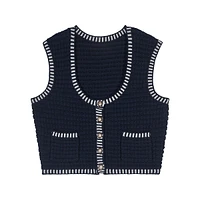 Gustave Contrast-Trim Cropped Knit Vest