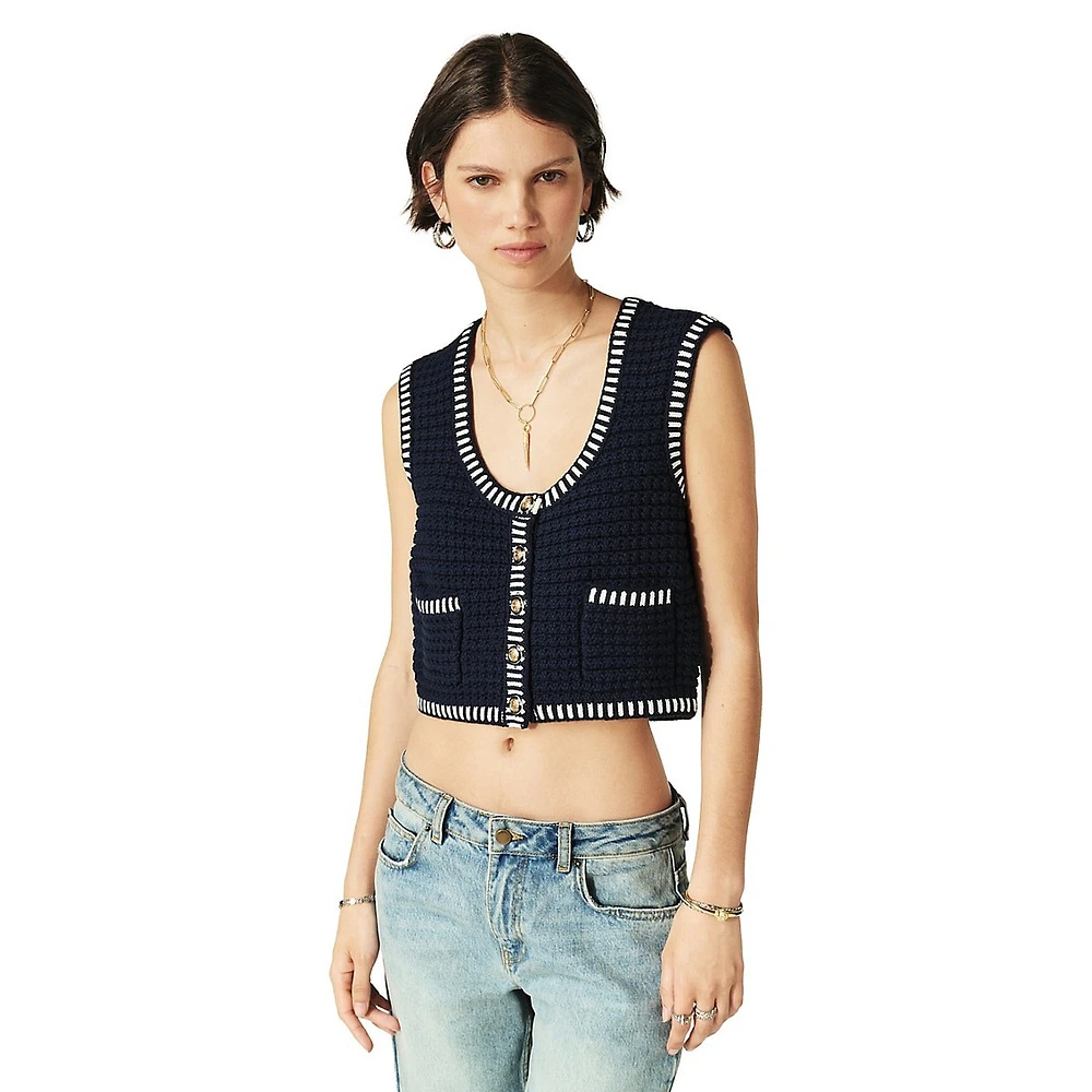 Gustave Contrast-Trim Cropped Knit Vest