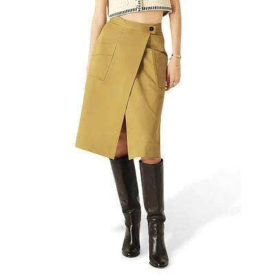 Bastien Patch-Pocket Wrap Midi Skirt