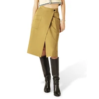 Bastien Patch-Pocket Wrap Midi Skirt