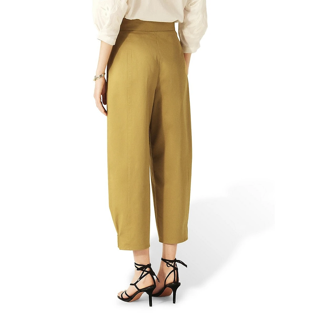 Bryan Pleated Tapered-Leg Cropped Trousers