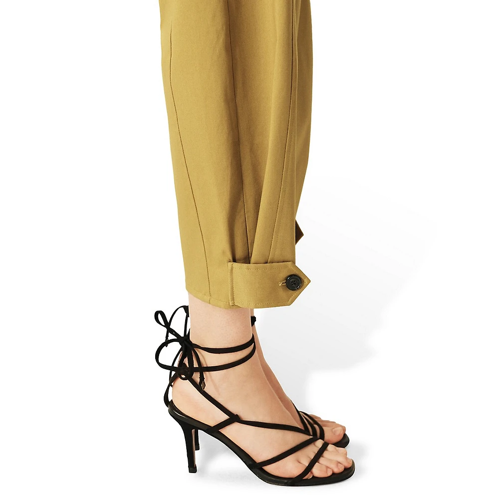 Bryan Pleated Tapered-Leg Cropped Trousers