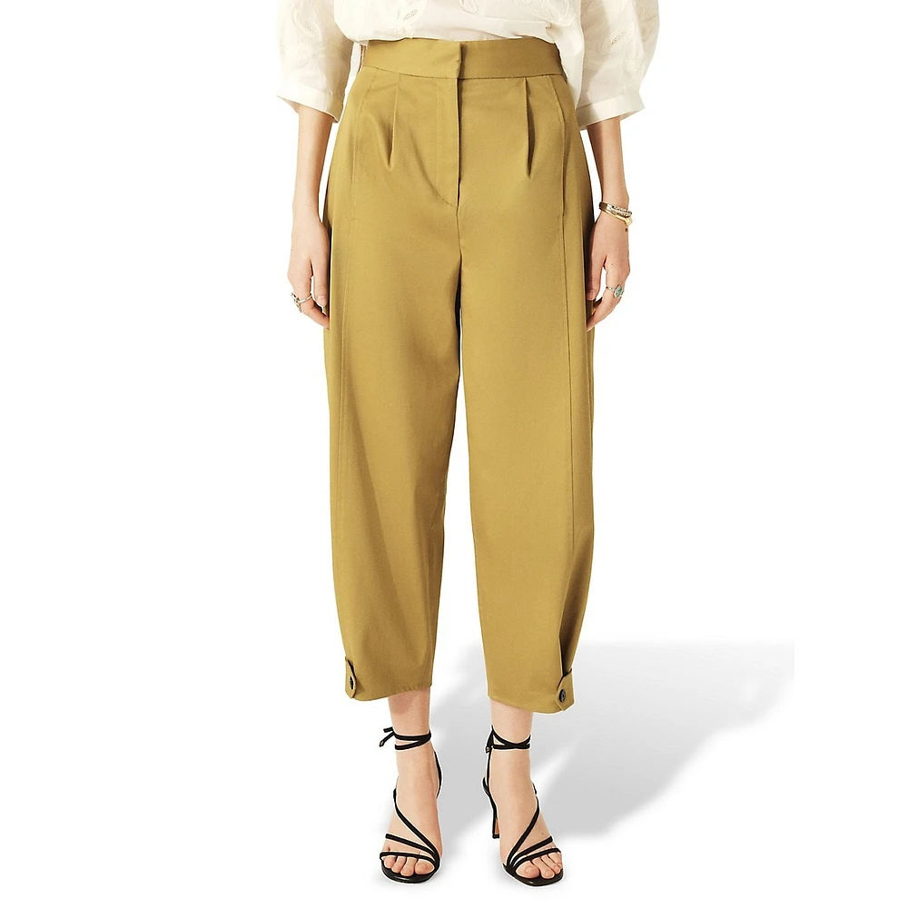 Bryan Pleated Tapered-Leg Cropped Trousers