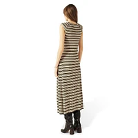 Essie Padded Shoulder Striped Knit Midi Dress