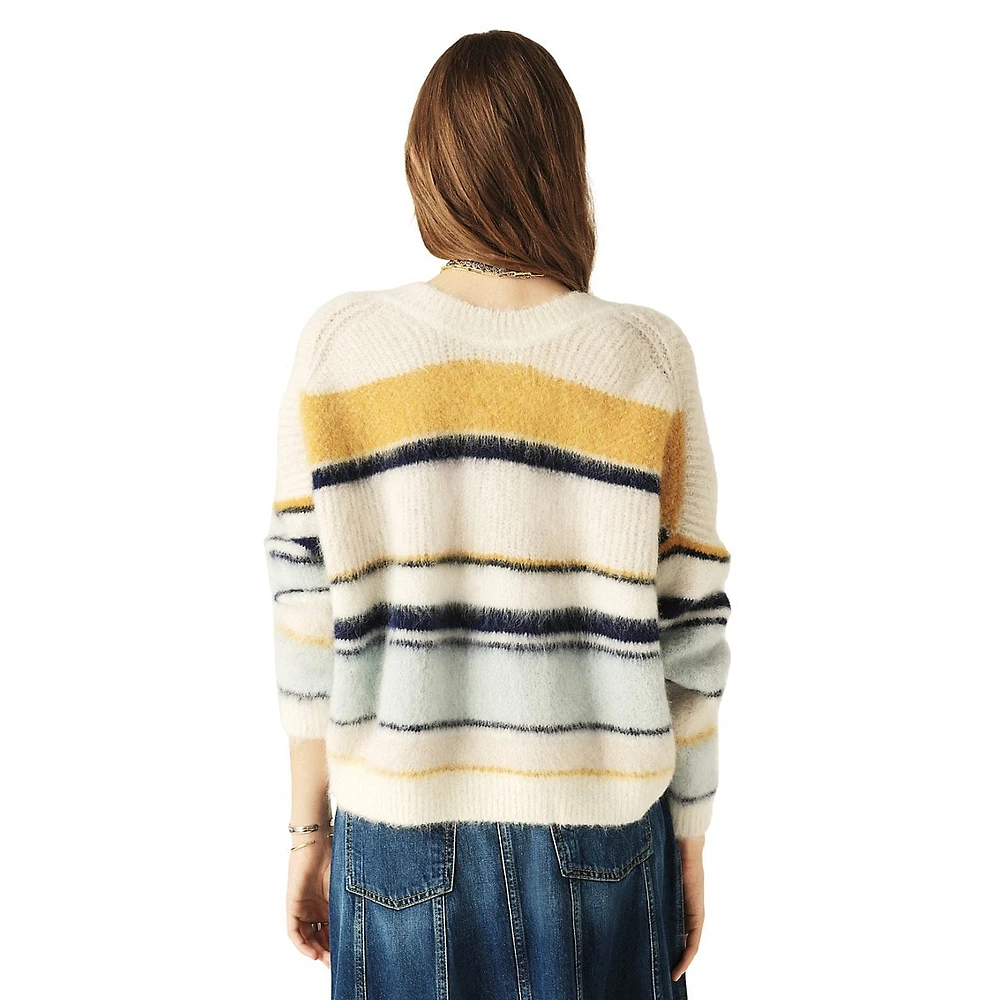 Bity Alpaca-Blend Striped Relaxed Cardigan