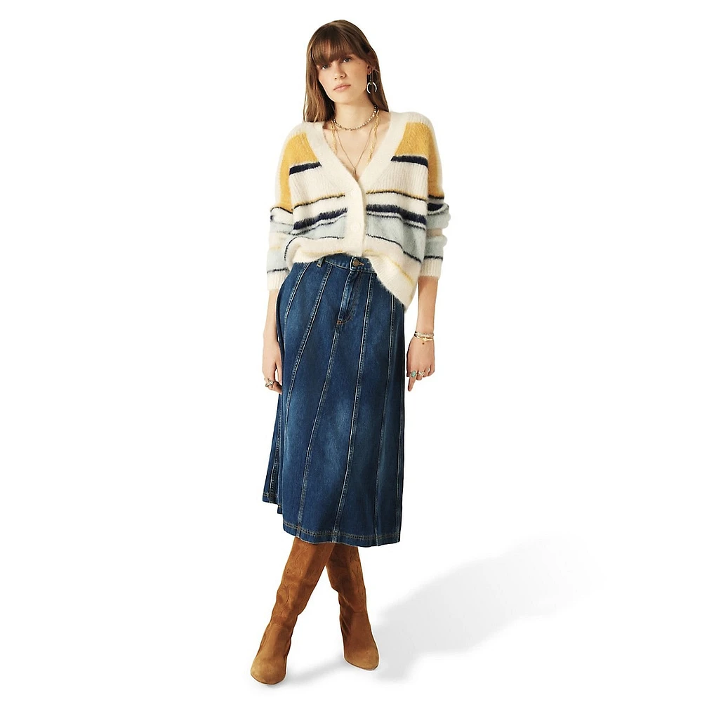 Bity Alpaca-Blend Striped Relaxed Cardigan