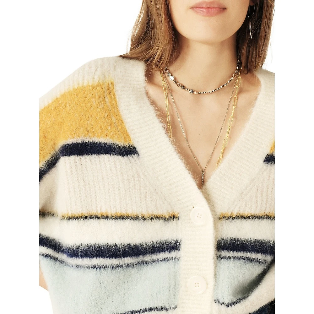 Bity Alpaca-Blend Striped Relaxed Cardigan