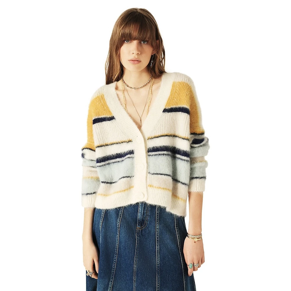 Bity Alpaca-Blend Striped Relaxed Cardigan