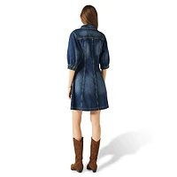 Barb Denim Puff-Sleeve Mini Dress