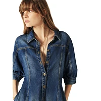 Barb Denim Puff-Sleeve Mini Dress