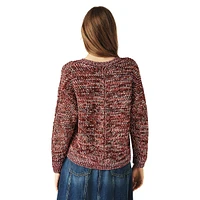 Bran Metallic Mélange-Knit Relaxed Cardigan