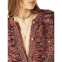 Bran Metallic Mélange-Knit Relaxed Cardigan