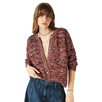 Bran Metallic Mélange-Knit Relaxed Cardigan