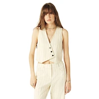 Erita Pinstriped Asymmetric-Placket Suit Vest