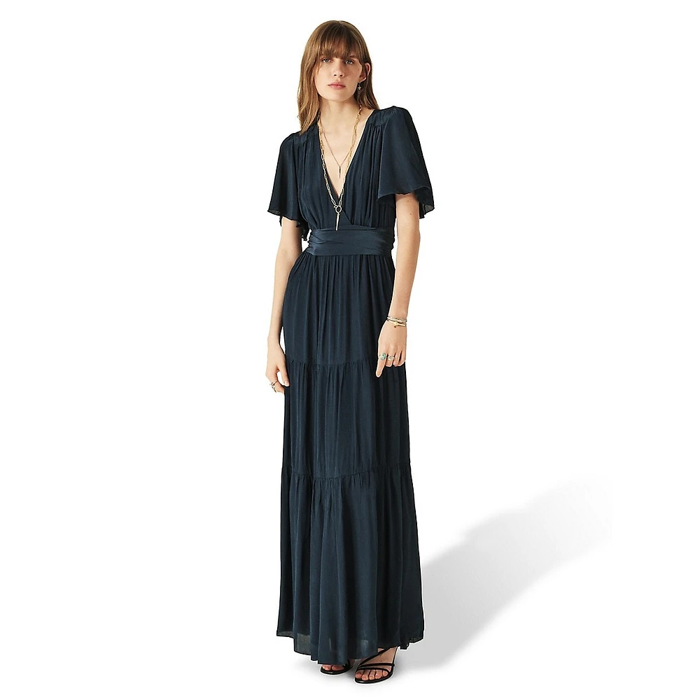 Natalia Tied Surplice Maxi Dress