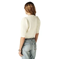 Garance Popcorn-Knit Crop Cardigan