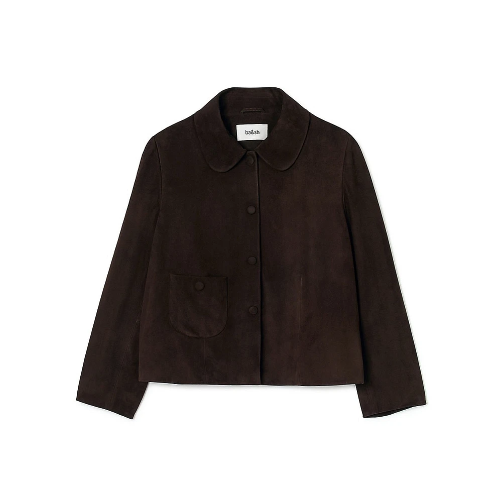 Milas Leather Peter Pan-Collar Cropped Jacket