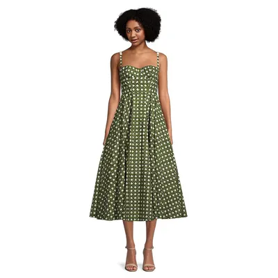 Bustier Fit-&-Flare Print Dress