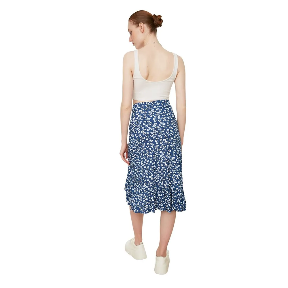 Women Midi A-line Regular Fit Knitted Skirt