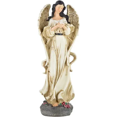 13" Peace And Love Angel With Dove Outdoor Garden Statue