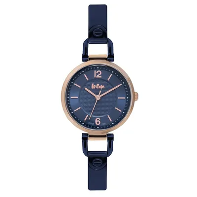 Ladies Lc06611.490 3 Hand Rose Gold Watch With A Blue Metal Band And A Blue Dial