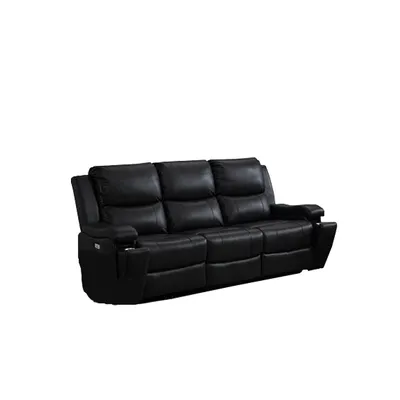 Black Leather Gel Power Recliner Sofa With Usb Chargers