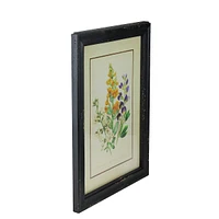 16" Black And Butter Yellow Baptisia Distressed Wood Framed Print Wall Art