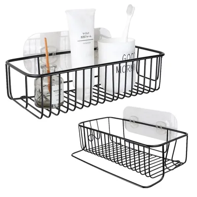 2 Pieces Stainless Steel Bathroom Rack Organizer Towel Bar Shower Storage Holder