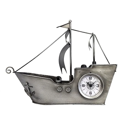 Sailing Ship Metal Table Clock-silver